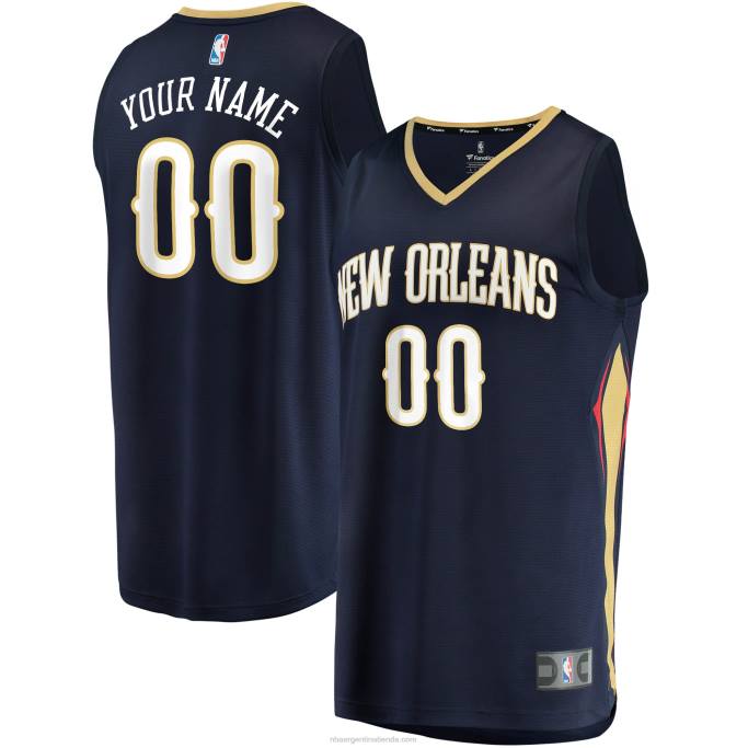 NBA 0F6D3719 New Orleans Pelicans Navy Fast Break réplica de camiseta personalizada