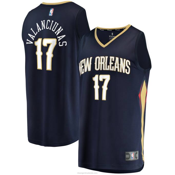 NBA 0F6D4554 New Orleans Pelicans Jonas Valanciunas Navy Fast Break Réplica Jersey