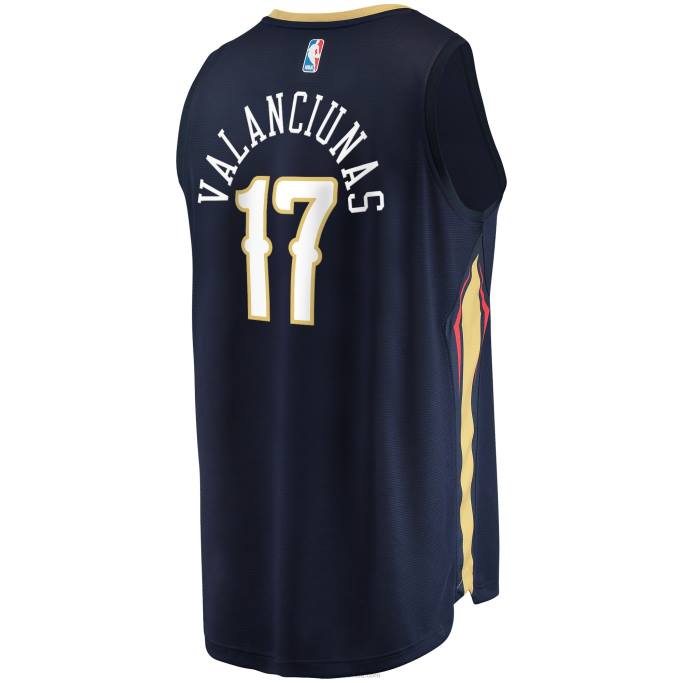 NBA 0F6D4554 New Orleans Pelicans Jonas Valanciunas Navy Fast Break Réplica Jersey