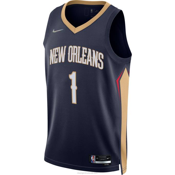 NBA 0F6D6430 New Orleans Pelicans Zion Williamson Nike Azul Marino Diamante Swingman Jersey
