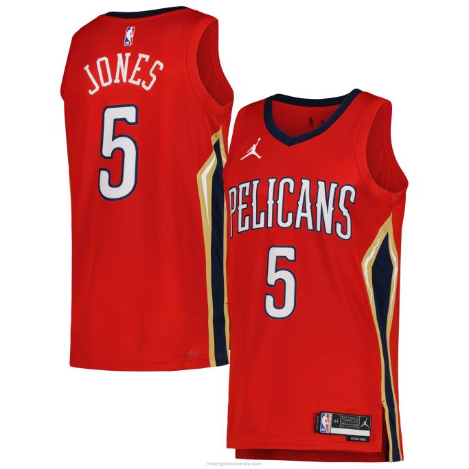 NBA 0F6D7718 New Orleans Pelicans Herbert Jones Jordan Brand Réplica Roja Jersey Swingman