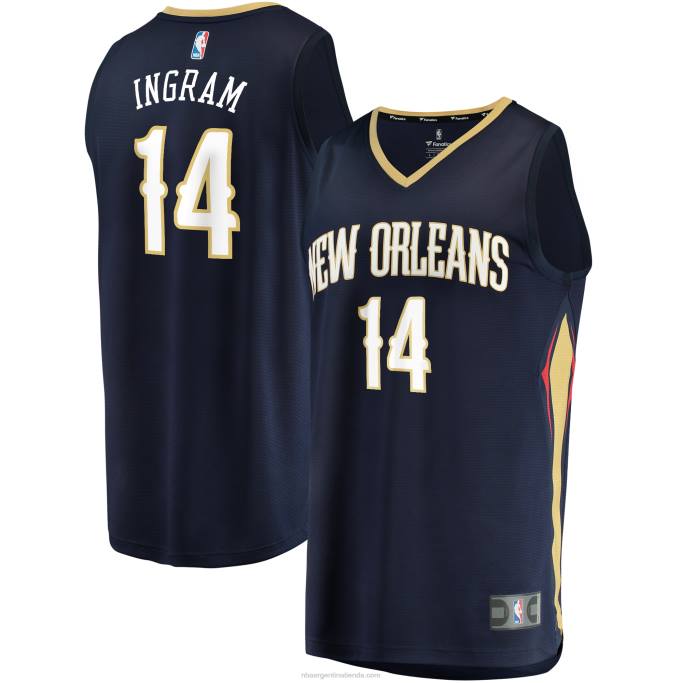 NBA 0F6D781 New Orleans Pelicans Brandon Ingram Navy Fast Break Replica Jersey
