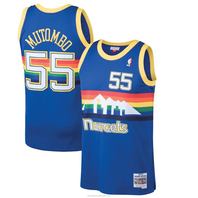 NBA 0F6D144 denver nuggets dikembe mutombo mitchell & ness blue hardwood classics swingman jersey