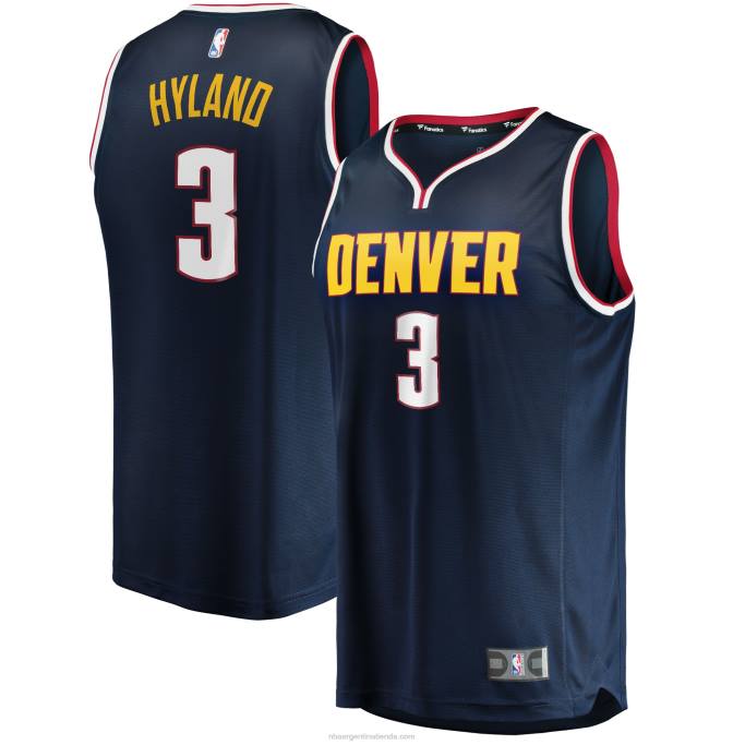NBA 0F6D2996 camiseta réplica de denver nuggets huesos hyland azul marino fast break