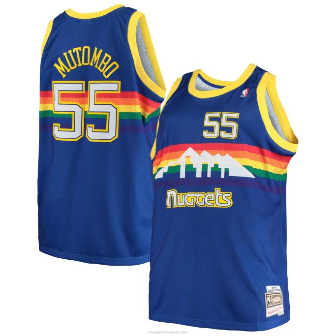 NBA 0F6D3186 denver nuggets dikembe mutombo mitchell & ness royal big & tall hardwood classics jersey
