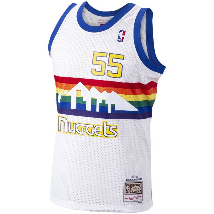 NBA 0F6D3618 denver nuggets dikembe mutombo mitchell & ness white hardwood classics swingman player jersey