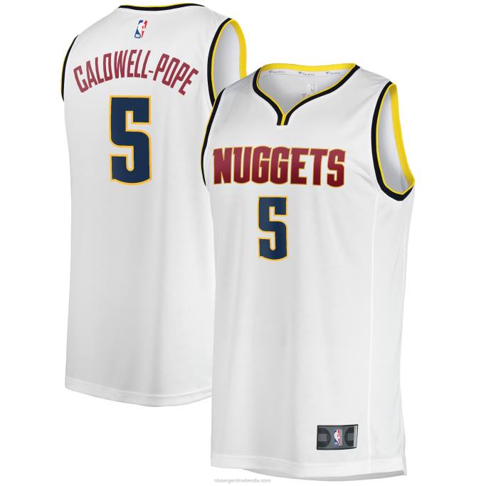NBA 0F6D5416 denver nuggets kentavious caldwell-pope camiseta blanca de jugador de contraataque rápido