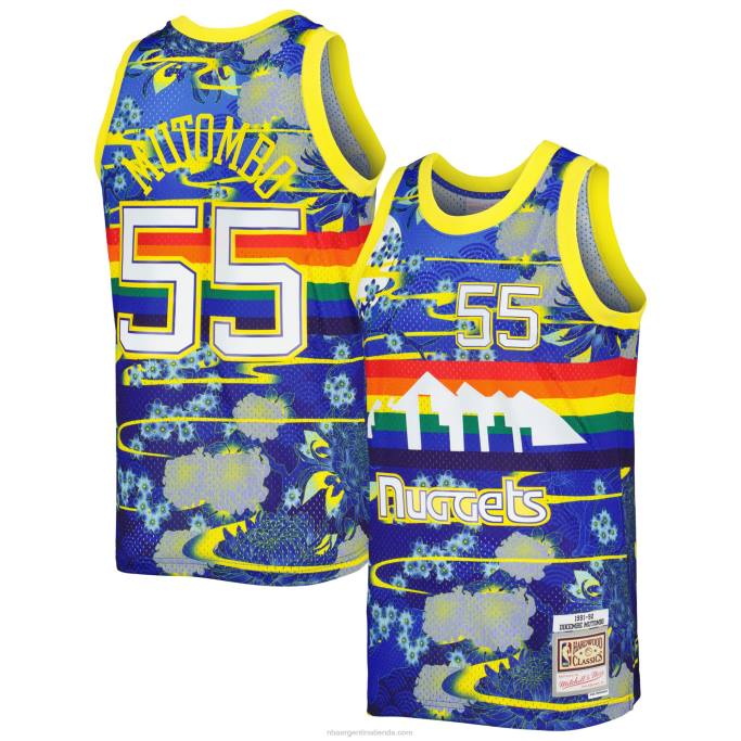 NBA 0F6D7596 denver nuggets dikembe mutombo mitchell & ness blue hardwood classics año nuevo lunar jersey swingman