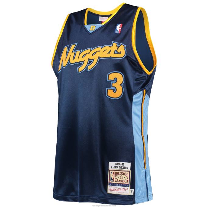 NBA 0F6D8604 camiseta denver nuggets allen iverson mitchell & ness azul marino hardwood classics auténtico 2006