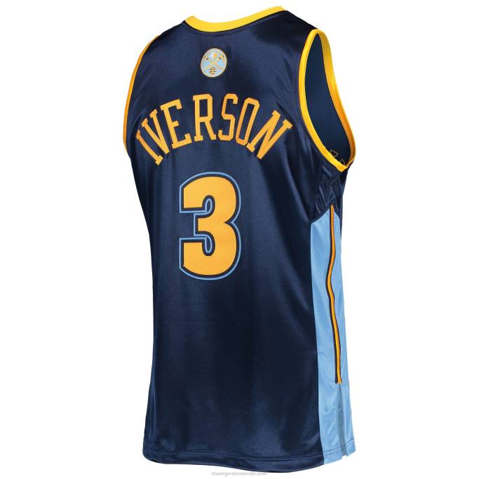 NBA 0F6D8604 camiseta denver nuggets allen iverson mitchell & ness azul marino hardwood classics auténtico 2006