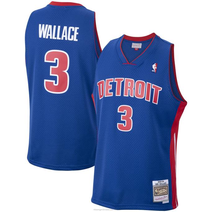 NBA 0F6D1410 detroit pistons ben wallace mitchell & ness royal hardwood classics swingman jersey
