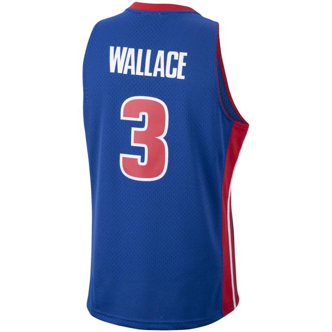 NBA 0F6D1410 detroit pistons ben wallace mitchell & ness royal hardwood classics swingman jersey
