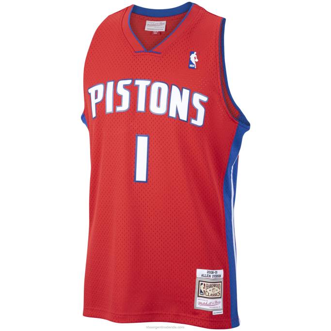 NBA 0F6D1861 detroit pistons allen iverson mitchell & ness rojo hardwood classics swingman jersey
