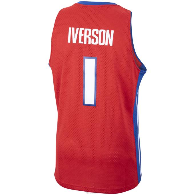 NBA 0F6D1861 detroit pistons allen iverson mitchell & ness rojo hardwood classics swingman jersey