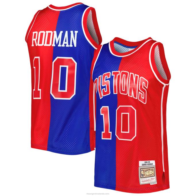 NBA 0F6D1973 detroit pistons dennis rodman azul/rojo hardwood classics 1988-89 split swingman jersey
