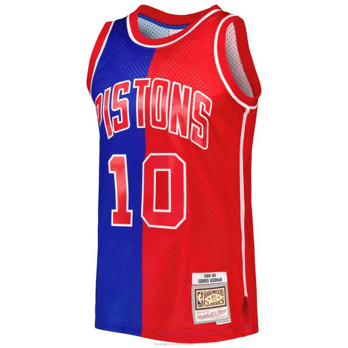 NBA 0F6D1973 detroit pistons dennis rodman azul/rojo hardwood classics 1988-89 split swingman jersey
