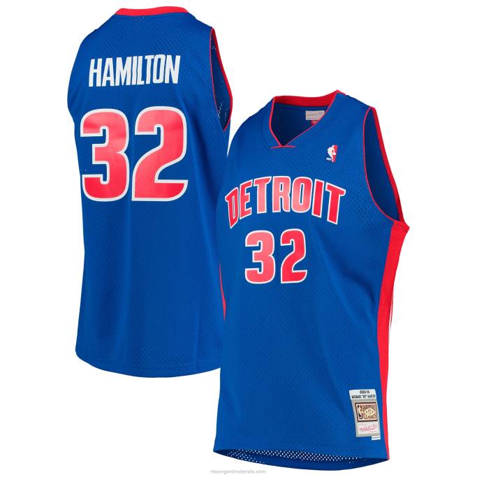 NBA 0F6D2378 detroit pistons richard hamilton mitchell & ness blue hardwood classics swingman jersey