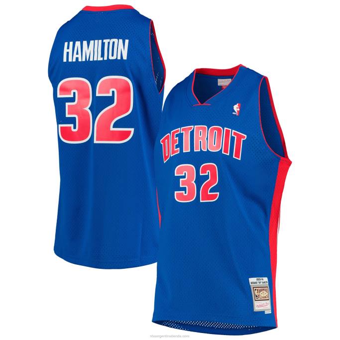 NBA 0F6D2378 detroit pistons richard hamilton mitchell & ness blue hardwood classics swingman jersey