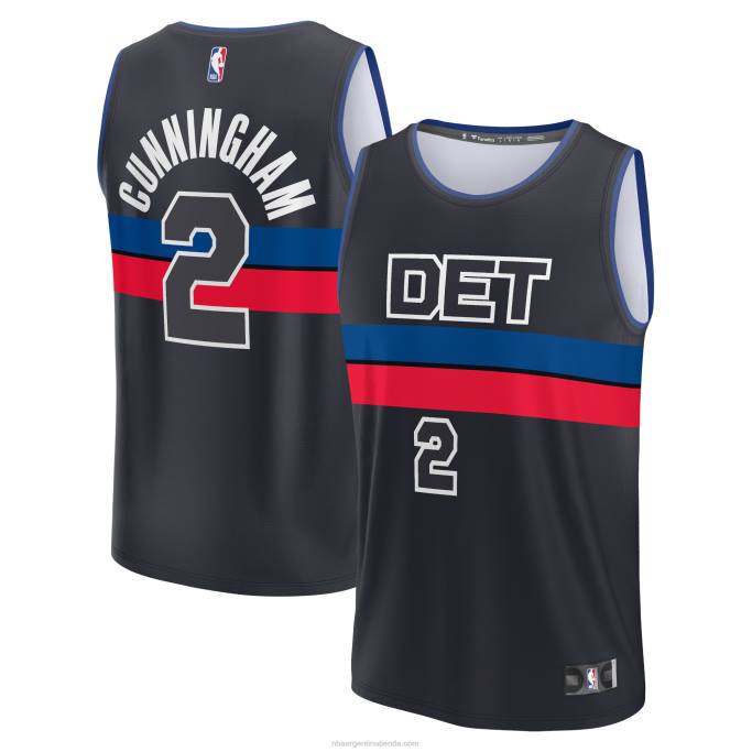 NBA 0F6D259 detroit pistons cade cunningham camiseta negra de jugador de descanso rápido