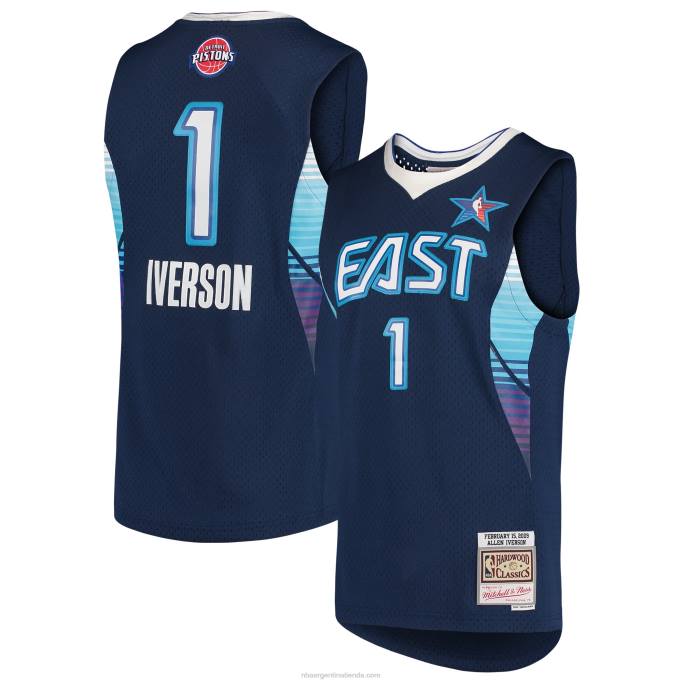 NBA 0F6D2822 conferencia este allen iverson azul marino madera dura clásicos juego swingman jersey