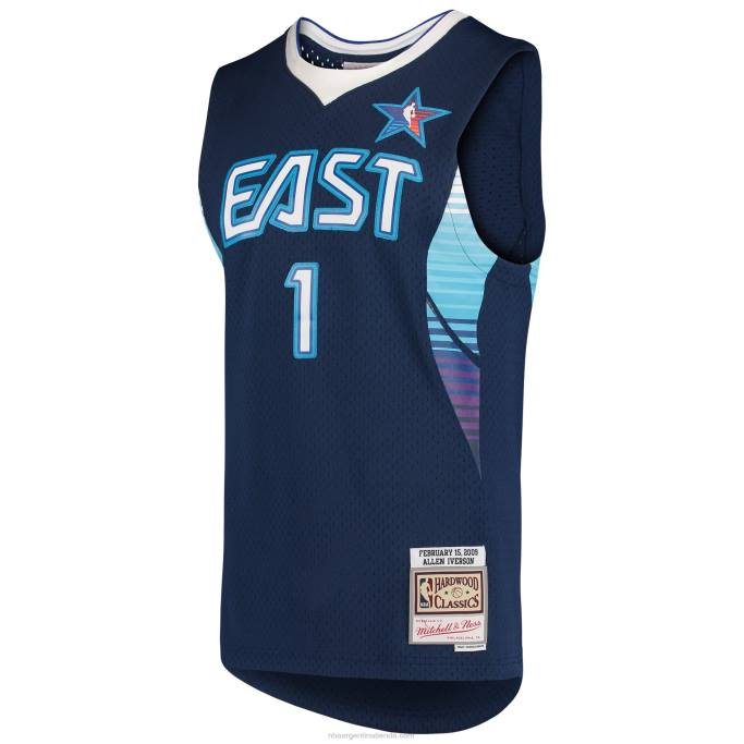 NBA 0F6D2822 conferencia este allen iverson azul marino madera dura clásicos juego swingman jersey