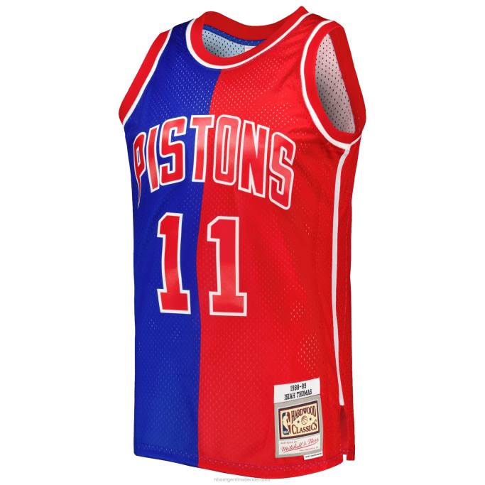 NBA 0F6D2988 Camiseta detroit pistons isiah thomas blue/red hardwood classics 1988-89 split swingman jersey