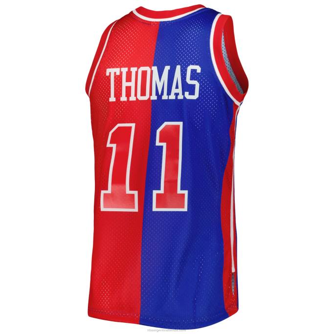 NBA 0F6D2988 Camiseta detroit pistons isiah thomas blue/red hardwood classics 1988-89 split swingman jersey