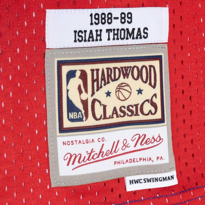 NBA 0F6D2988 Camiseta detroit pistons isiah thomas blue/red hardwood classics 1988-89 split swingman jersey