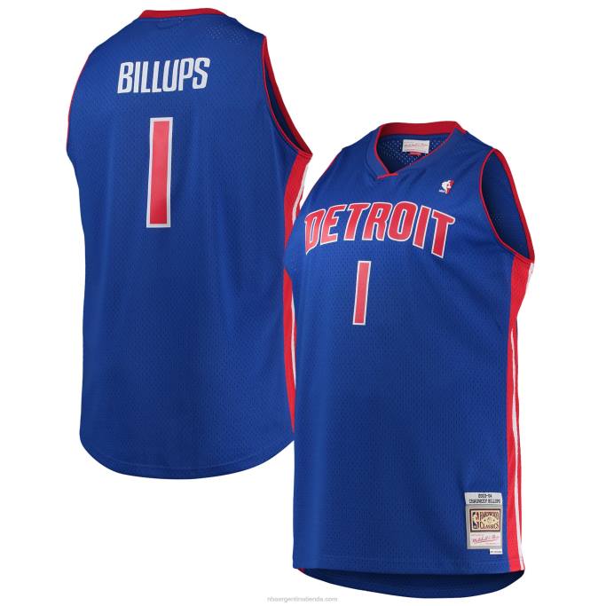NBA 0F6D7598 chauncey billups detroit pistons mitchell & ness azul grande y alto clásico de madera dura swingman jersey
