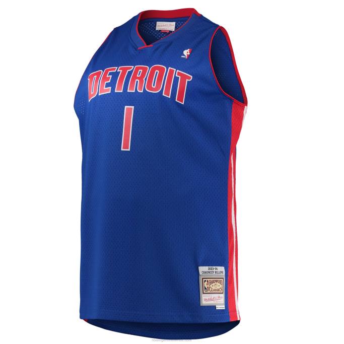 NBA 0F6D7598 chauncey billups detroit pistons mitchell & ness azul grande y alto clásico de madera dura swingman jersey