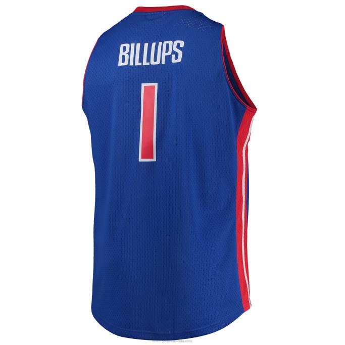 NBA 0F6D7598 chauncey billups detroit pistons mitchell & ness azul grande y alto clásico de madera dura swingman jersey