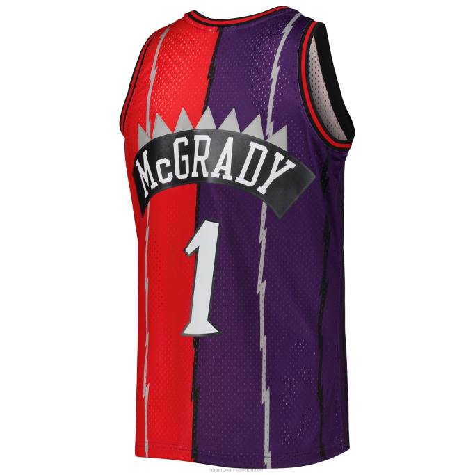 NBA 0F6D1338 toronto raptors tracy mcgrady mitchell & ness púrpura / rojo hardwood classics split swingman jersey