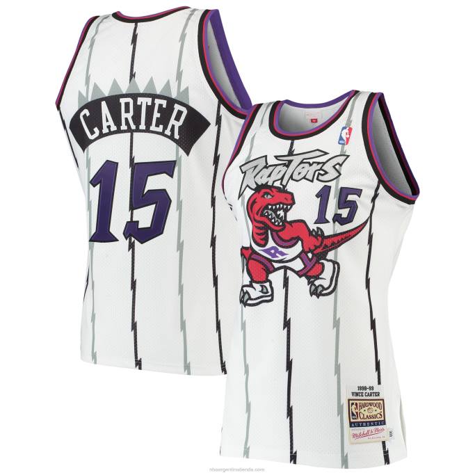 NBA 0F6D1712 toronto raptors vince carter mitchell & ness white hardwood classics jersey auténtico
