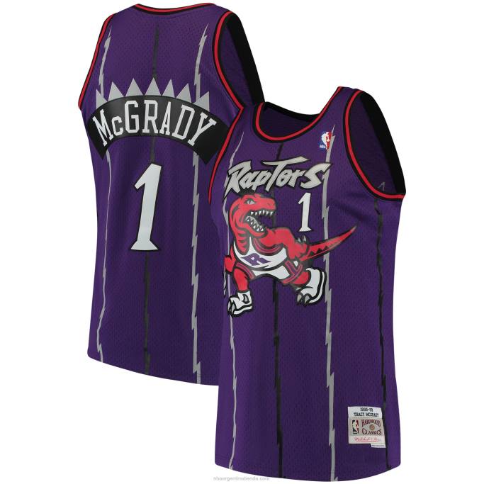 NBA 0F6D180 toronto raptors tracy mcgrady mitchell & ness púrpura clásico de madera dura swingman jersey