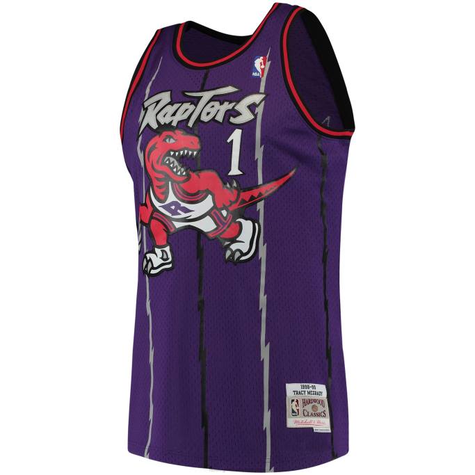 NBA 0F6D180 toronto raptors tracy mcgrady mitchell & ness púrpura clásico de madera dura swingman jersey