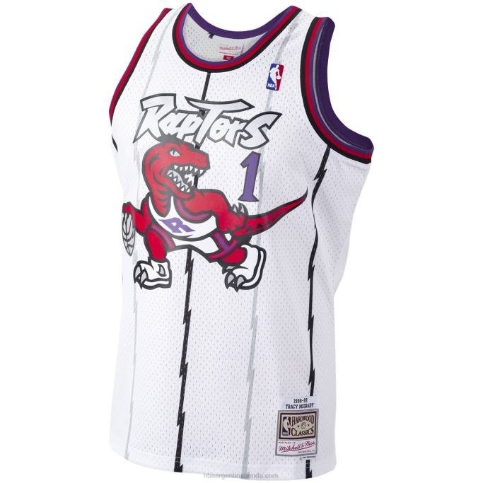 NBA 0F6D429 toronto raptors tracy mcgrady mitchell & ness white hardwood classics swingman player jersey