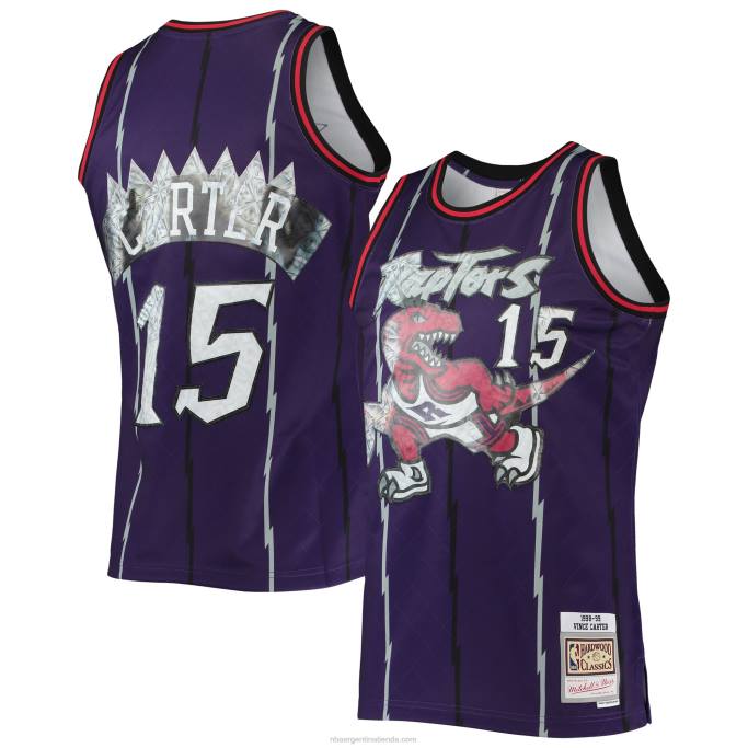NBA 0F6D4632 toronto raptors vince carter púrpura madera dura clásicos 75 aniversario diamante swingman jersey