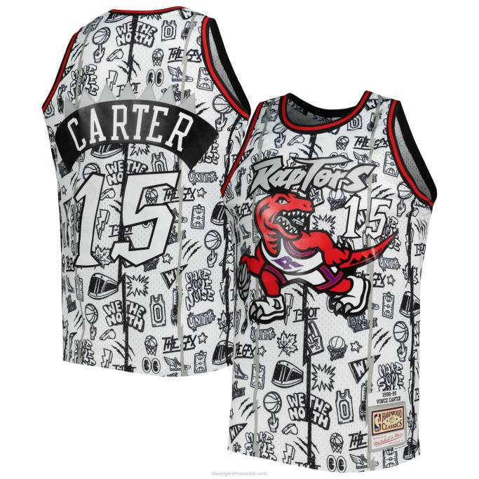 NBA 0F6D4712 toronto raptors vince carter mitchell & ness jersey blanco alero