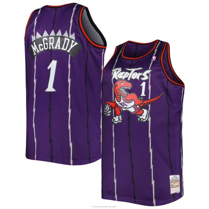 NBA 0F6D6195 toronto raptors tracy mcgrady mitchell & ness púrpura grande y alto clásico de madera dura swingman jersey