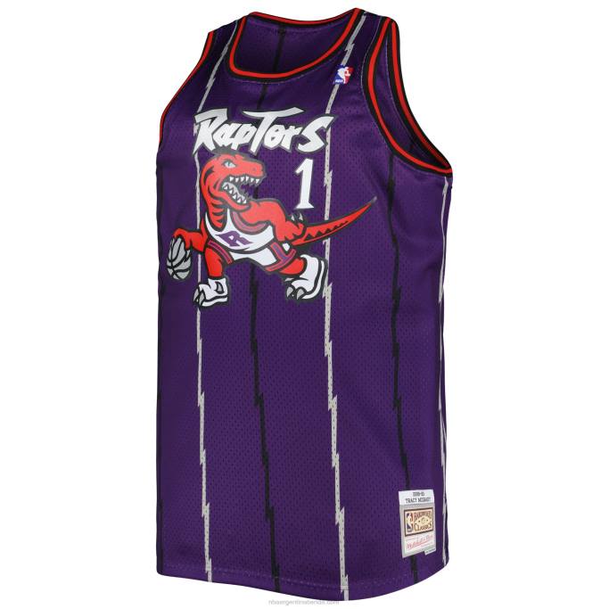 NBA 0F6D6195 toronto raptors tracy mcgrady mitchell & ness púrpura grande y alto clásico de madera dura swingman jersey