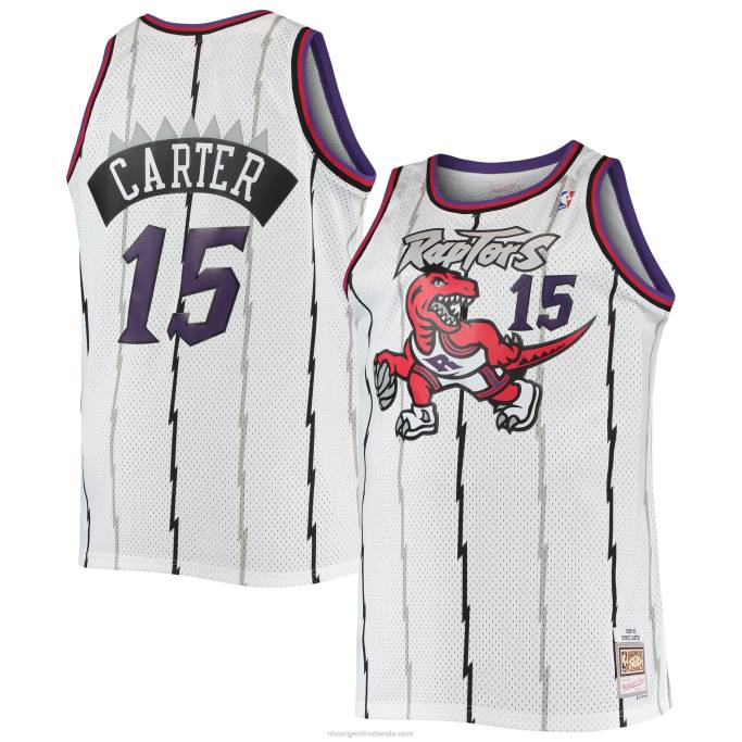 NBA 0F6D6322 toronto raptors vince carter mitchell & ness blanco grande y alto clásico de madera dura swingman jersey
