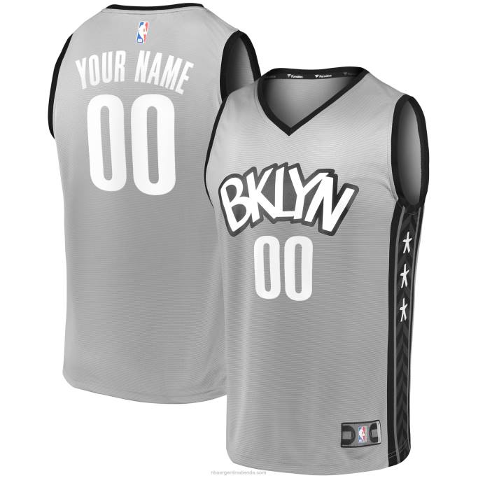 NBA 0F6D1401 Brooklyn Nets réplica de camiseta personalizada gris Fast Break