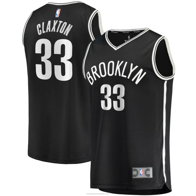 NBA 0F6D3047 camiseta réplica de brooklyn nets nicolas claxton negro fast break