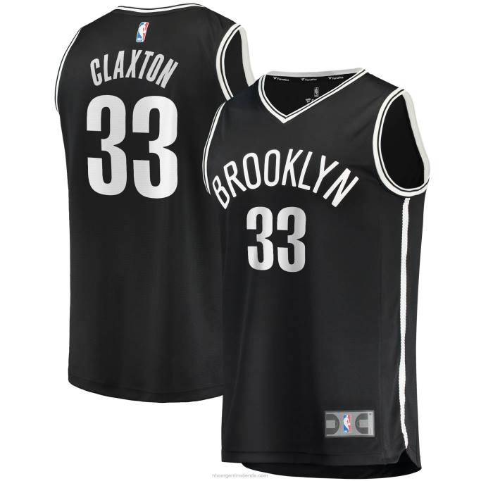 NBA 0F6D3047 camiseta réplica de brooklyn nets nicolas claxton negro fast break