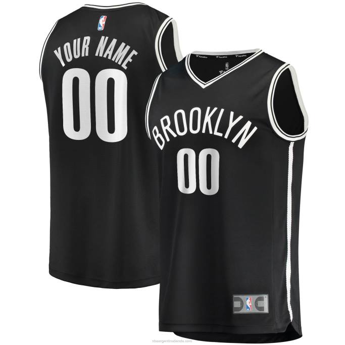 NBA 0F6D59 camiseta réplica personalizada de brooklyn nets negra fast break