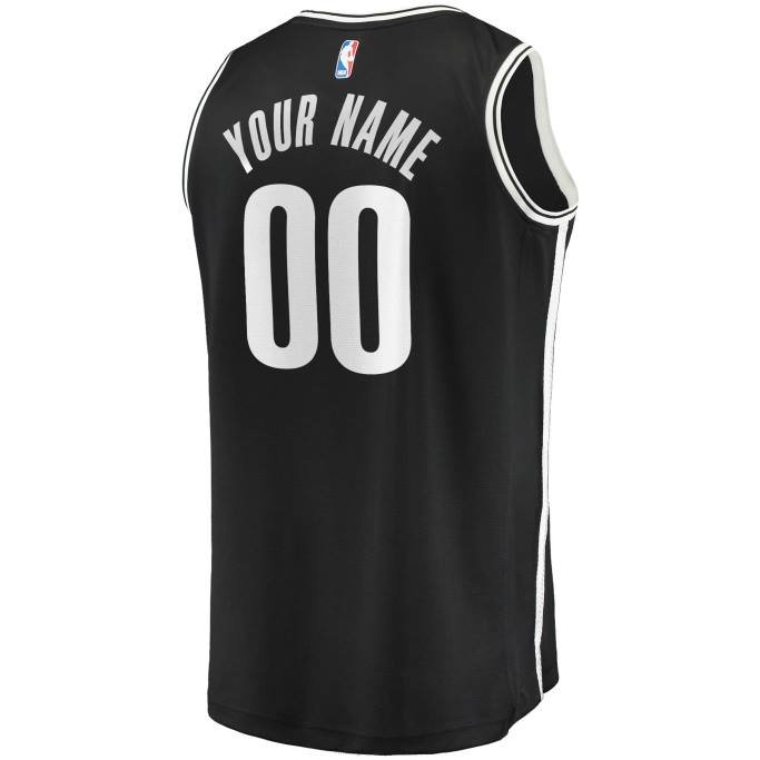 NBA 0F6D59 camiseta réplica personalizada de brooklyn nets negra fast break
