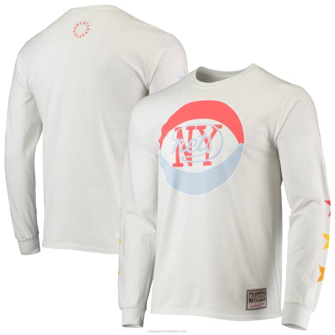 NBA 0F6D1853 camiseta de manga larga clásica blanca ininterrumpida nets mitchell & ness x uninterrupted de new jersey