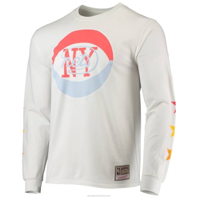 NBA 0F6D1853 camiseta de manga larga clásica blanca ininterrumpida nets mitchell & ness x uninterrupted de new jersey