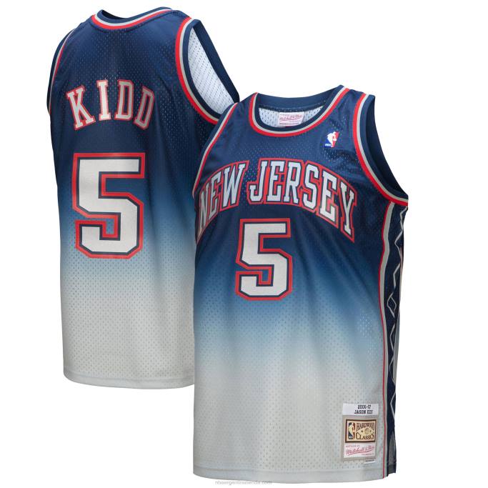NBA 0F6D2095 new jersey nets jason kid d gris/azul hardwood classics fadeaway swingman player jersey