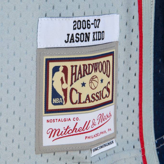 NBA 0F6D2095 new jersey nets jason kid d gris/azul hardwood classics fadeaway swingman player jersey